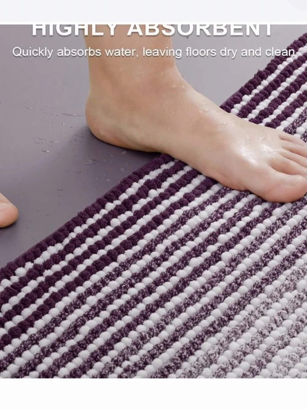 2 Piece Bathroom Rugs Sets Non Slip Striped Bath 72”x 24” & 31”x 20”